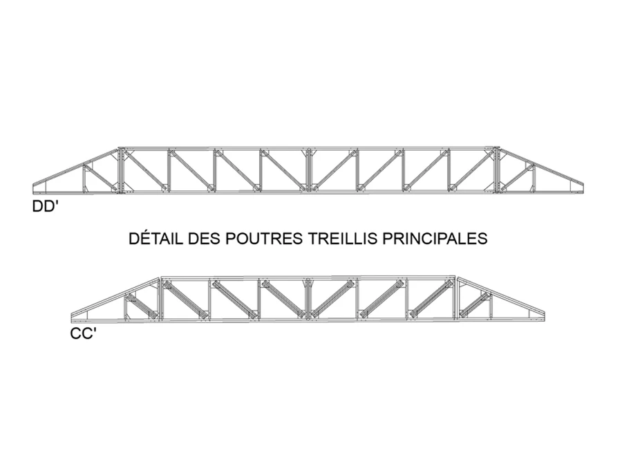 détail des poutres treillis principales