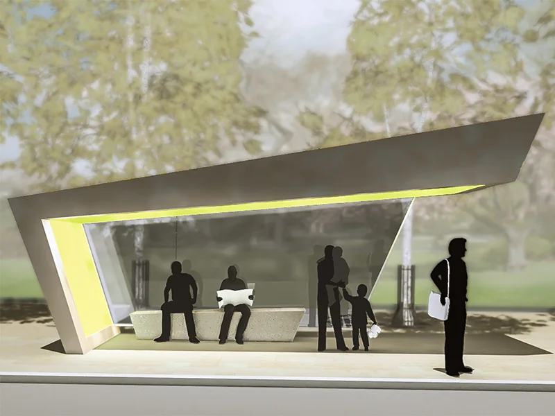 BUS STOP — l’arrêt de bus en situation, de jour