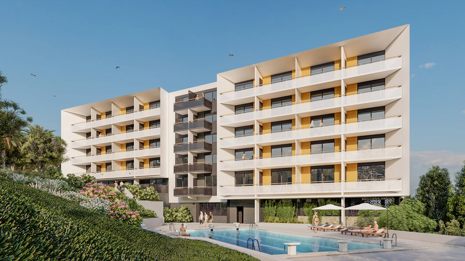 Cannes Horizon — façade sur piscine, projet