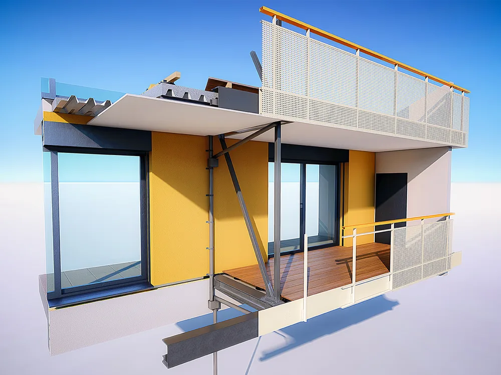Détail de balcon en 3D