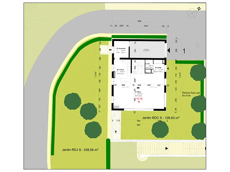 Villa 1 — plan de rez-de-chaussée