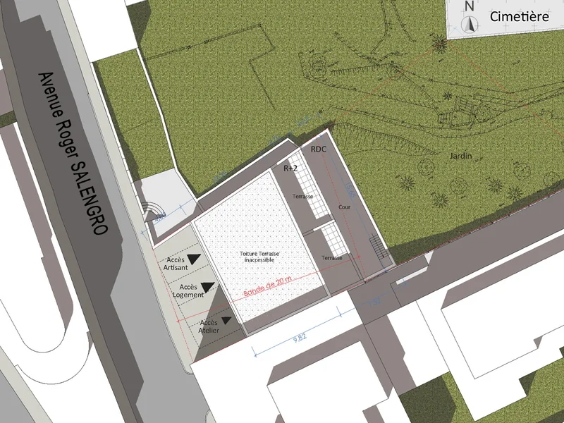 Les Jardins de la Noria — plan masse de l’état existant, avenue Roger Salengro