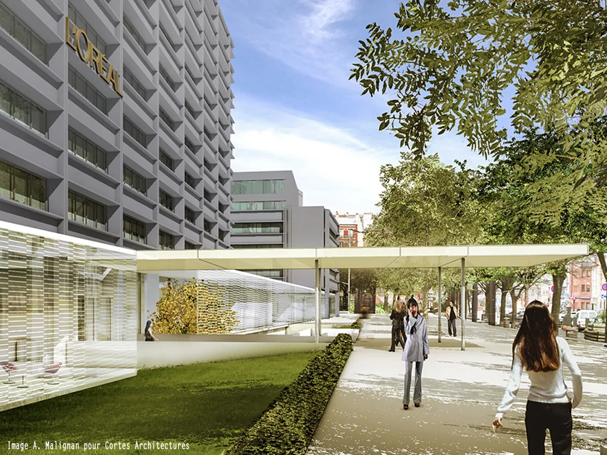 Siège mondial L’Oréal à Clichy — l’entrée principale du site