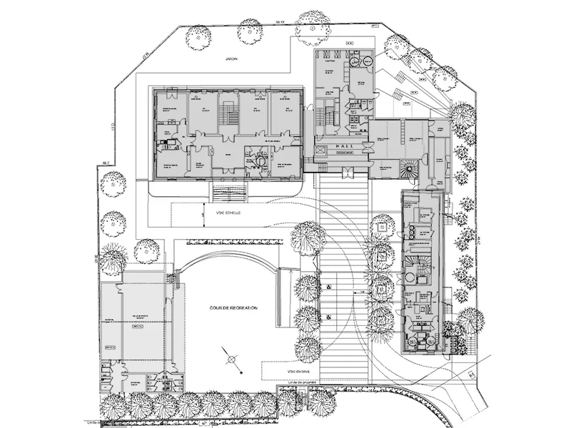IME Espoir, Châtillon — plan de rez-de-chaussée et masse