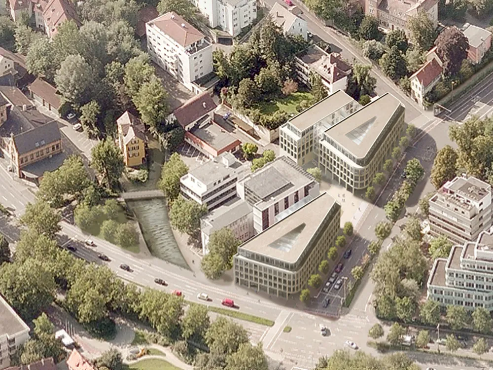 2 concours à Singen — îlot urbain mixte, vue aérienne