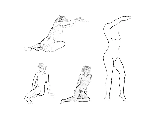 Nu, poses, dessin par Julien BERKOVIC