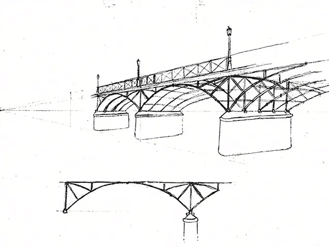 Passerelle des Arts, Paris, 1998, dessin, croquis à la main par Julien BERKOVIC