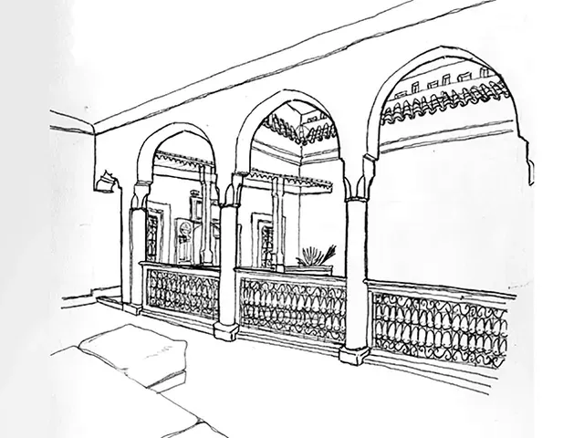 Riad 2, Marrakech, 2004, dessin, croquis à la main par Julien BERKOVIC