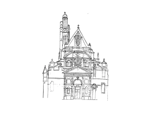 Saint-Étienne-du-Mont, Paris, dessin, croquis à la main par Julien BERKOVIC